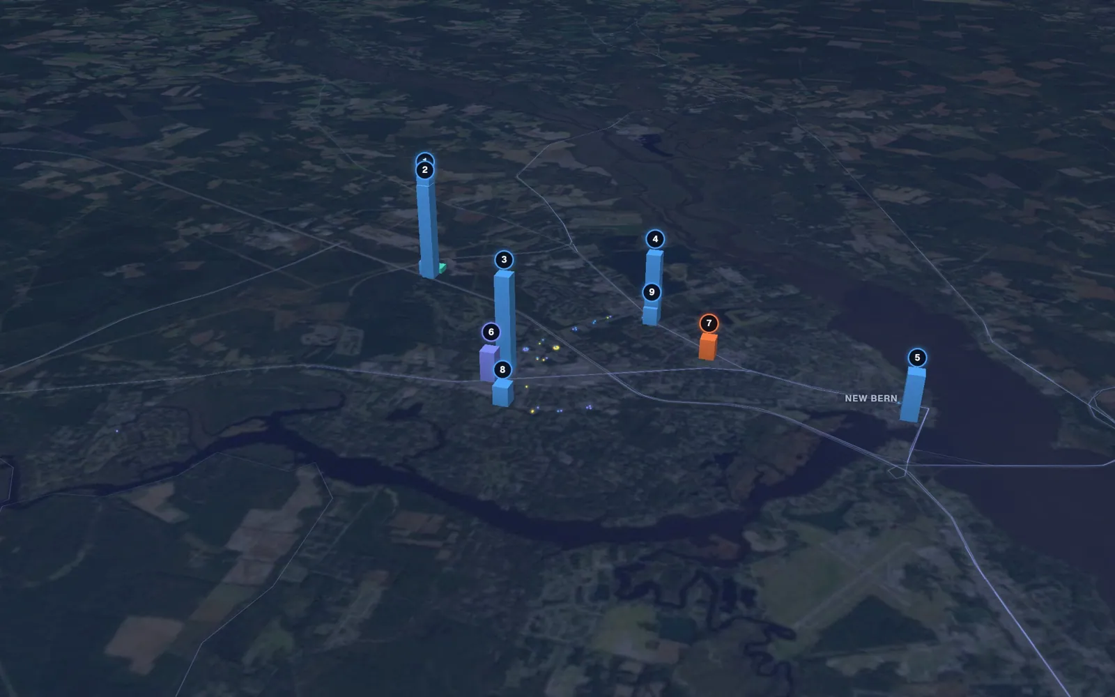 3D map of microneedling providers in New Bern