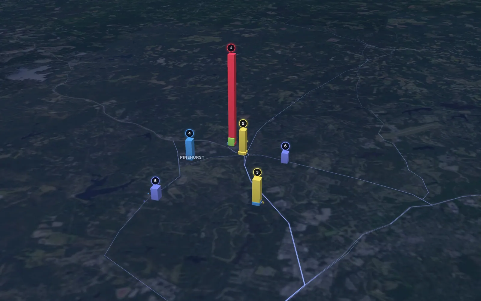 3D map of microneedling providers in Pinehurst