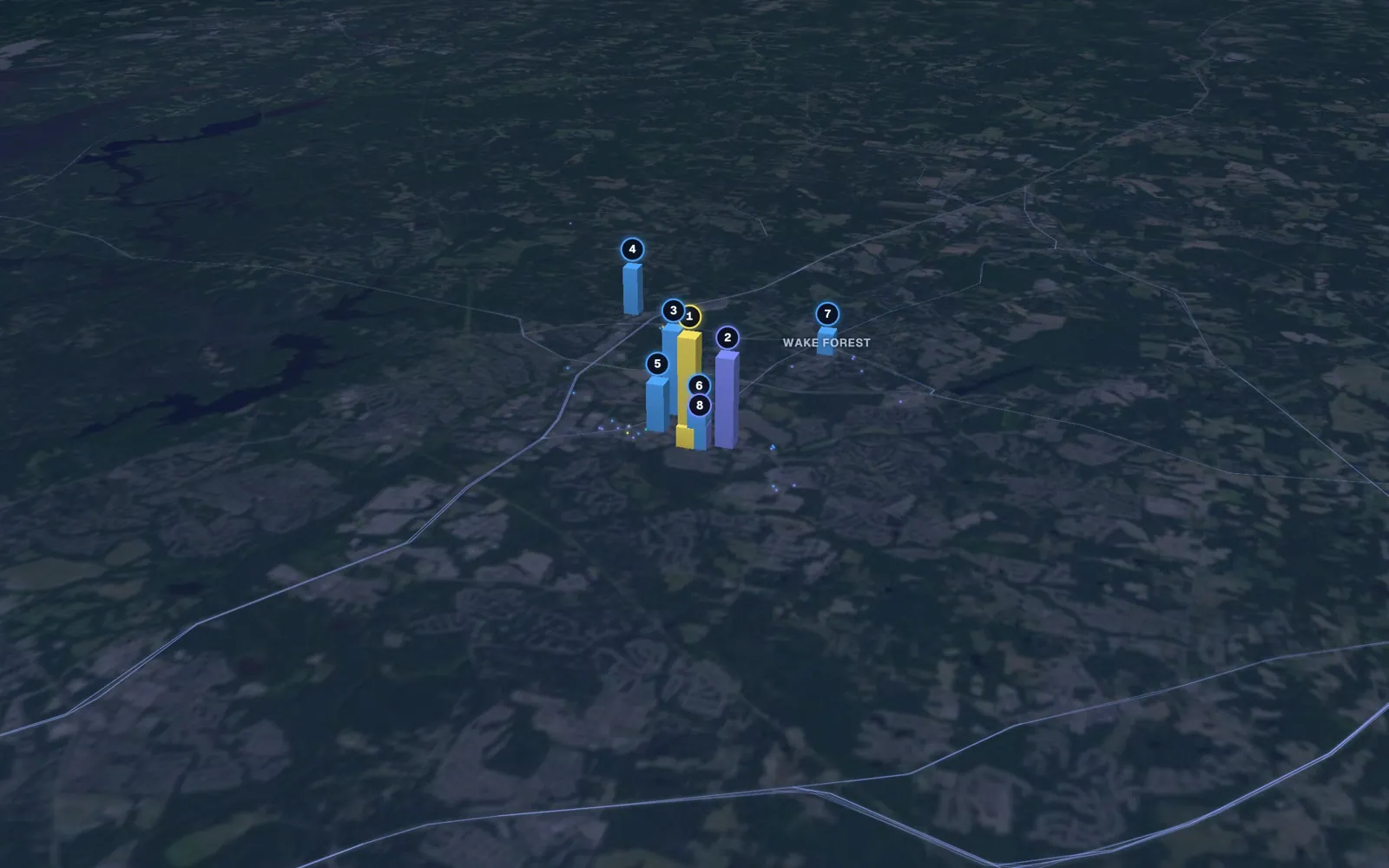 3D map of microneedling providers in Wake Forest