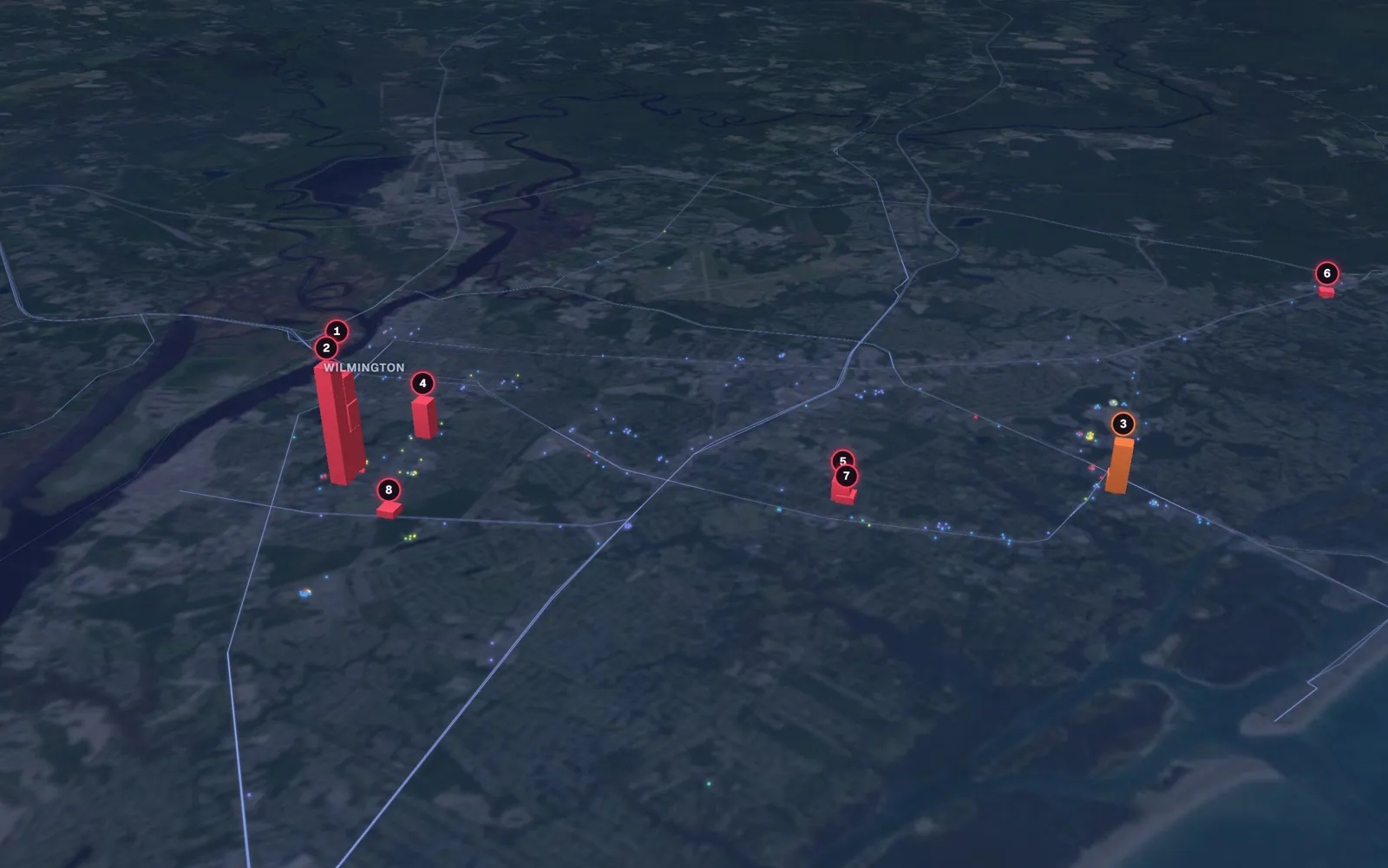 3D map of mommy makeover surgeons in Wilmington