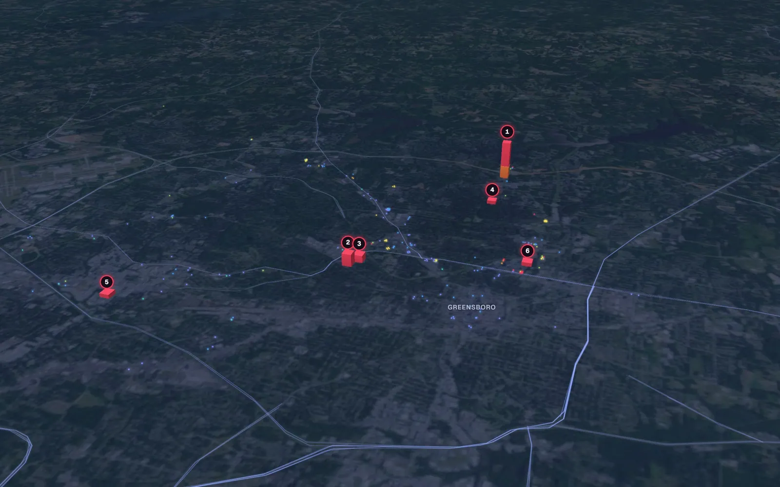 3D map of rhinoplasty surgeons in Greensboro