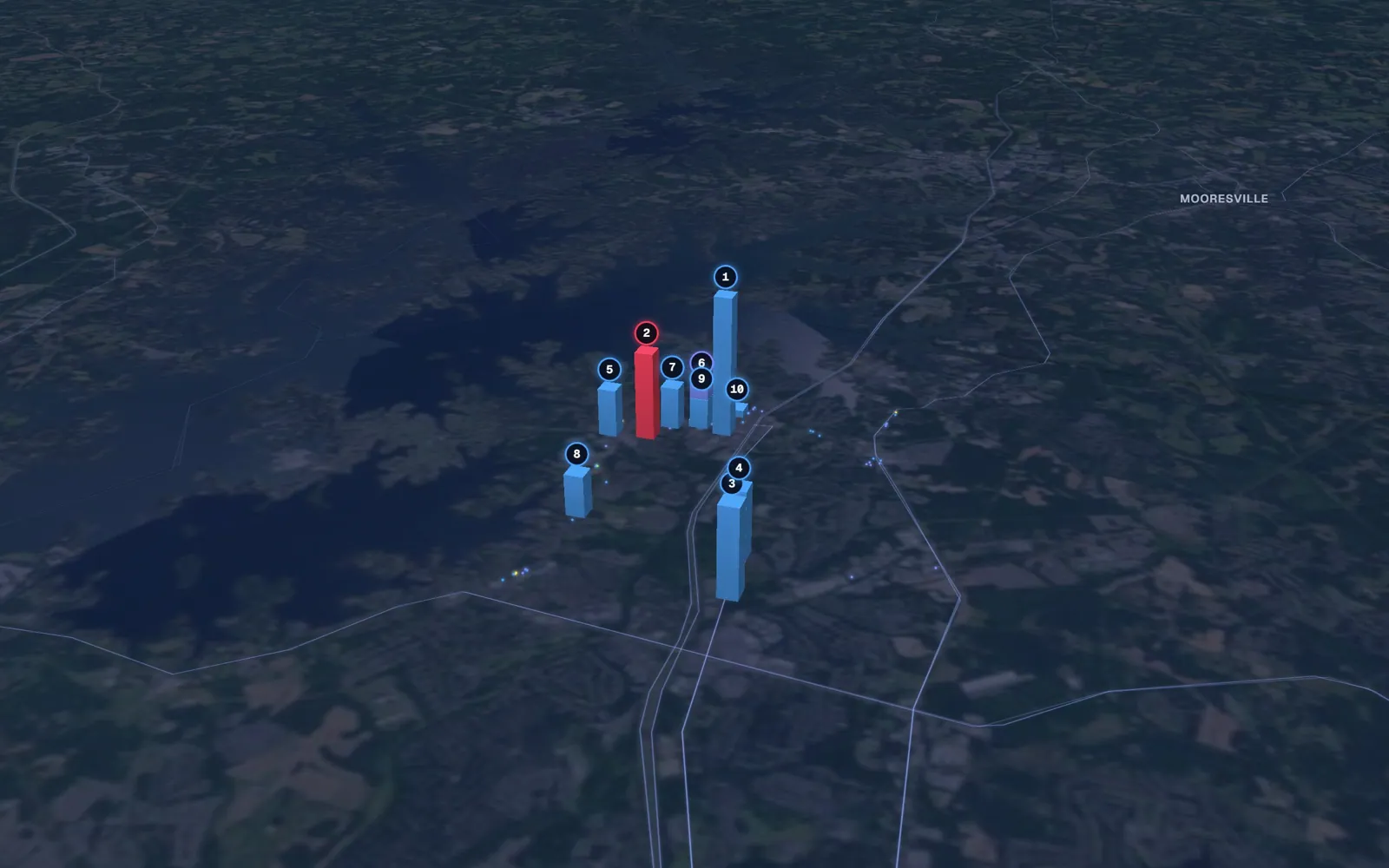 3D map of skin tightening providers in Cornelius