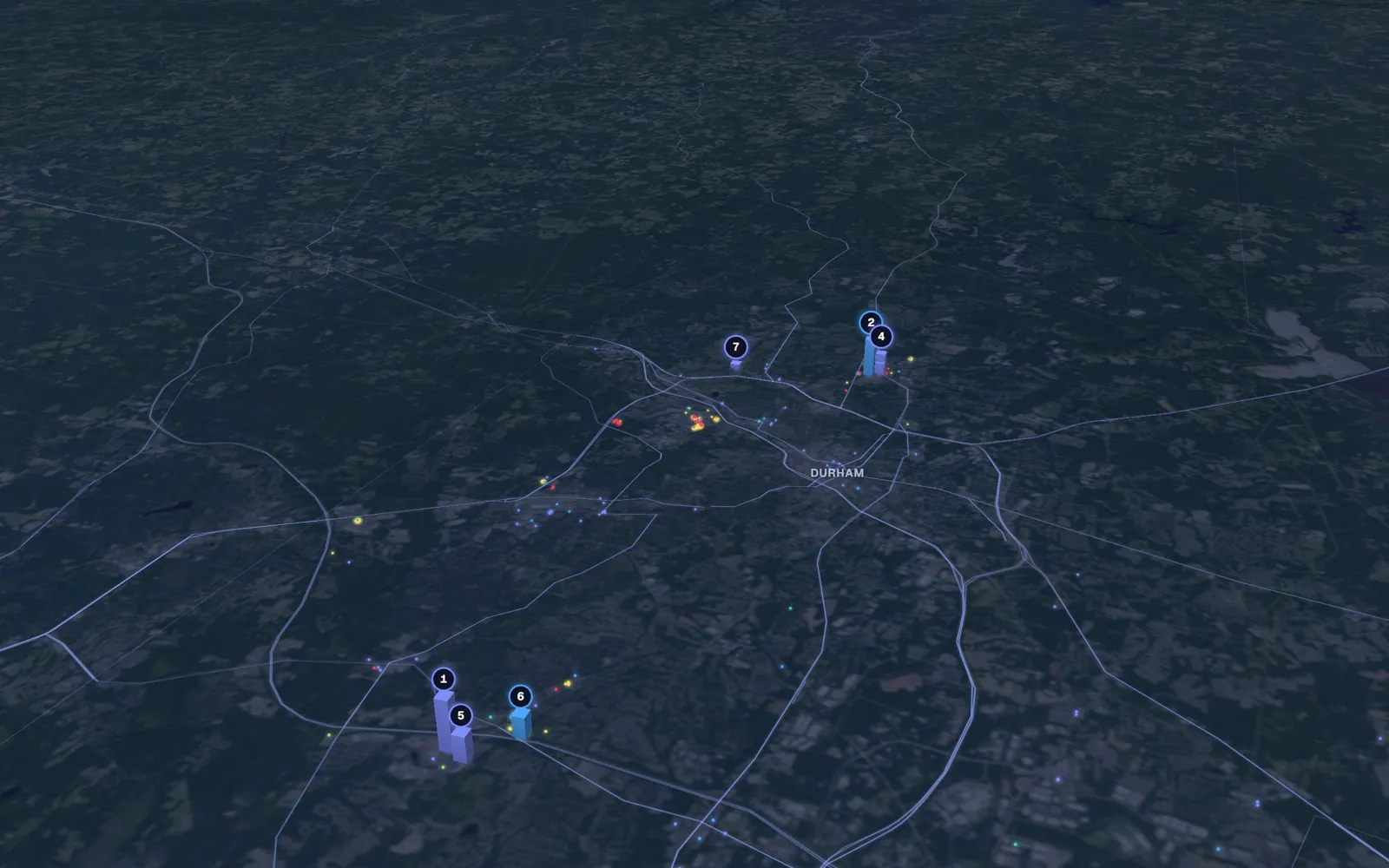 3D map of skin tightening providers in Durham