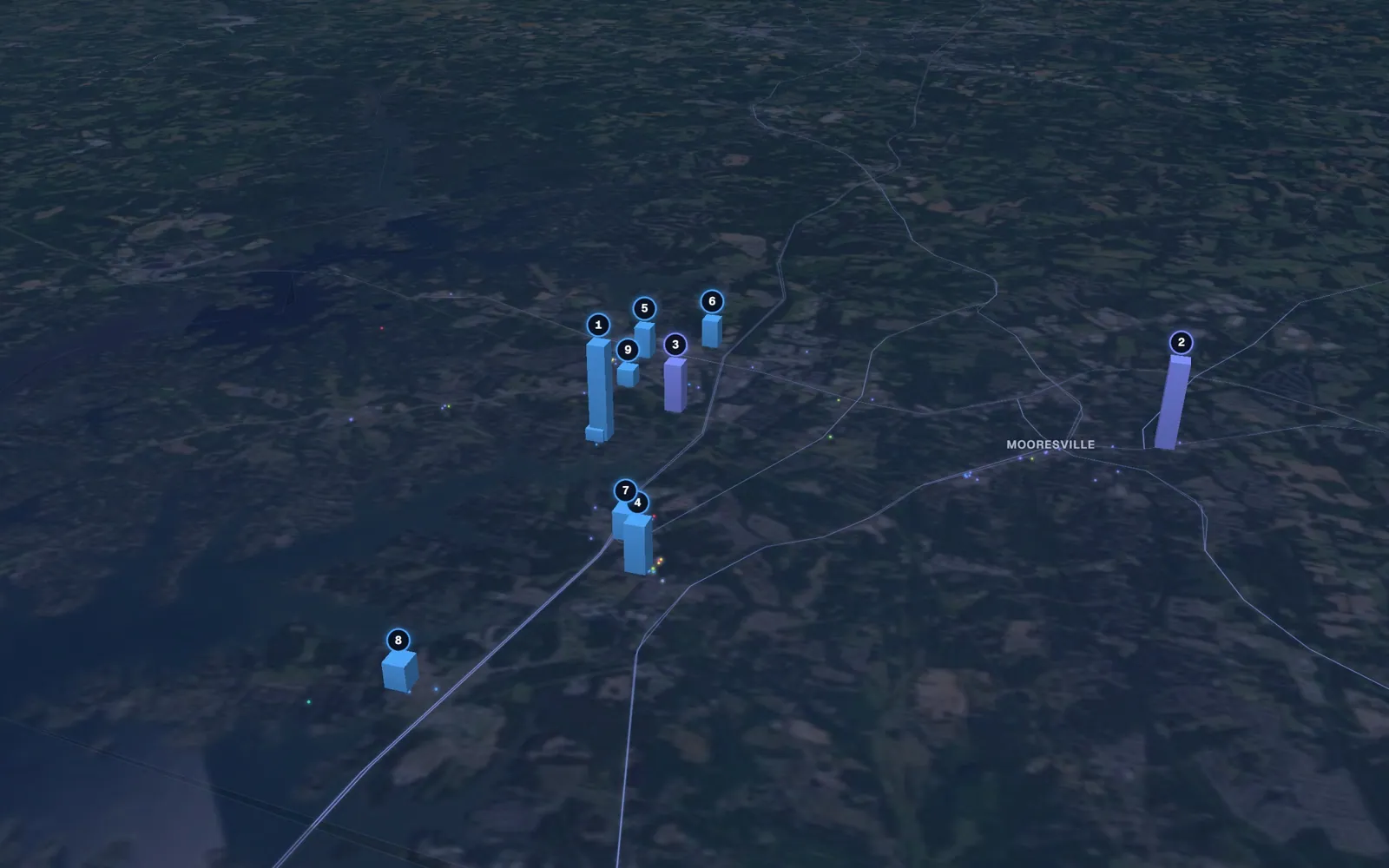 3D map of skin tightening providers in Mooresville