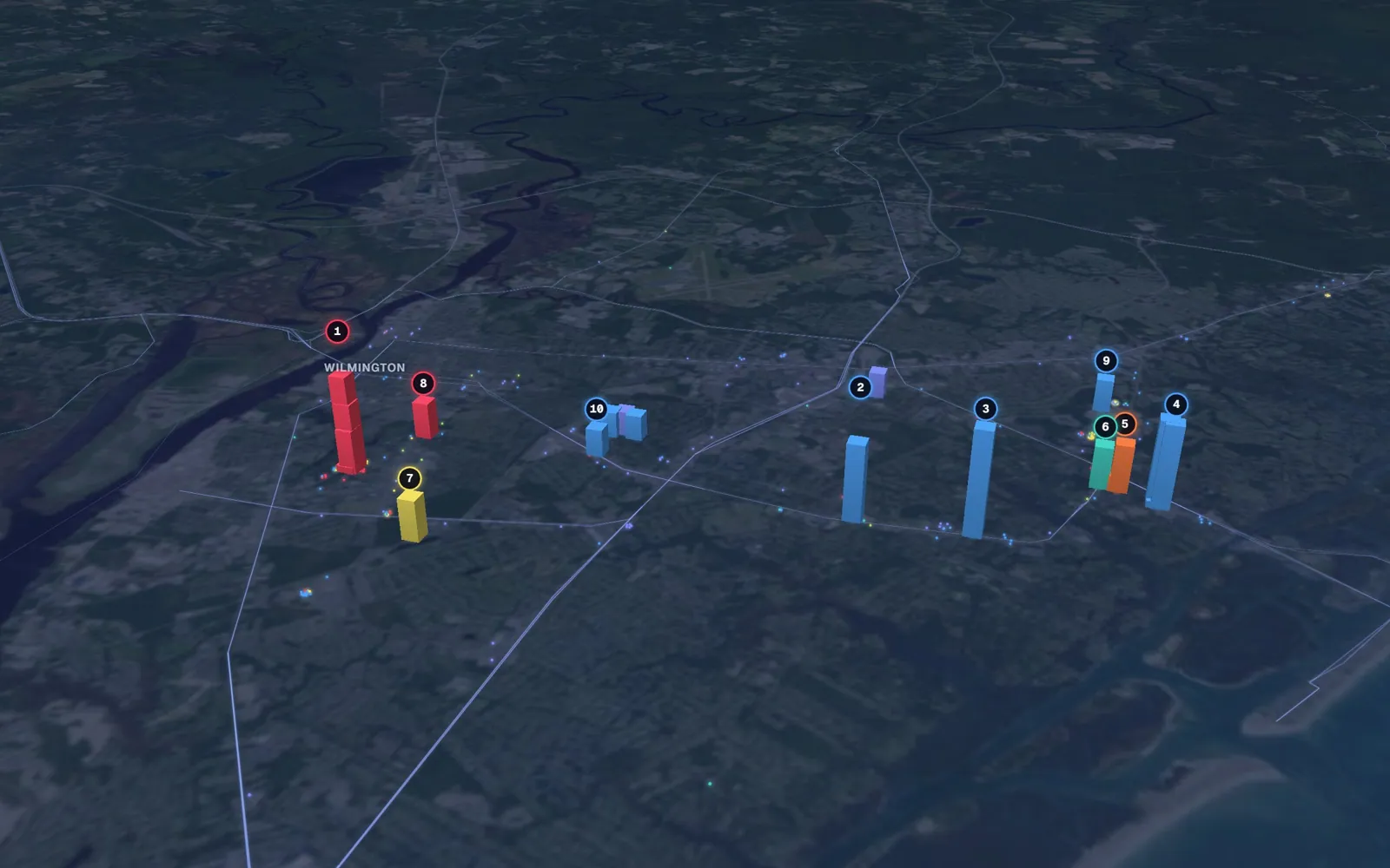 3D map of skin tightening providers in Wilmington