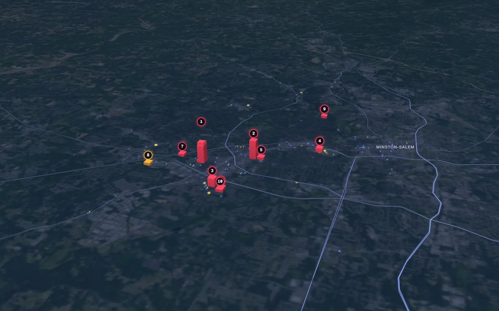 3D map of tummy tuck surgeons in Winston-Salem