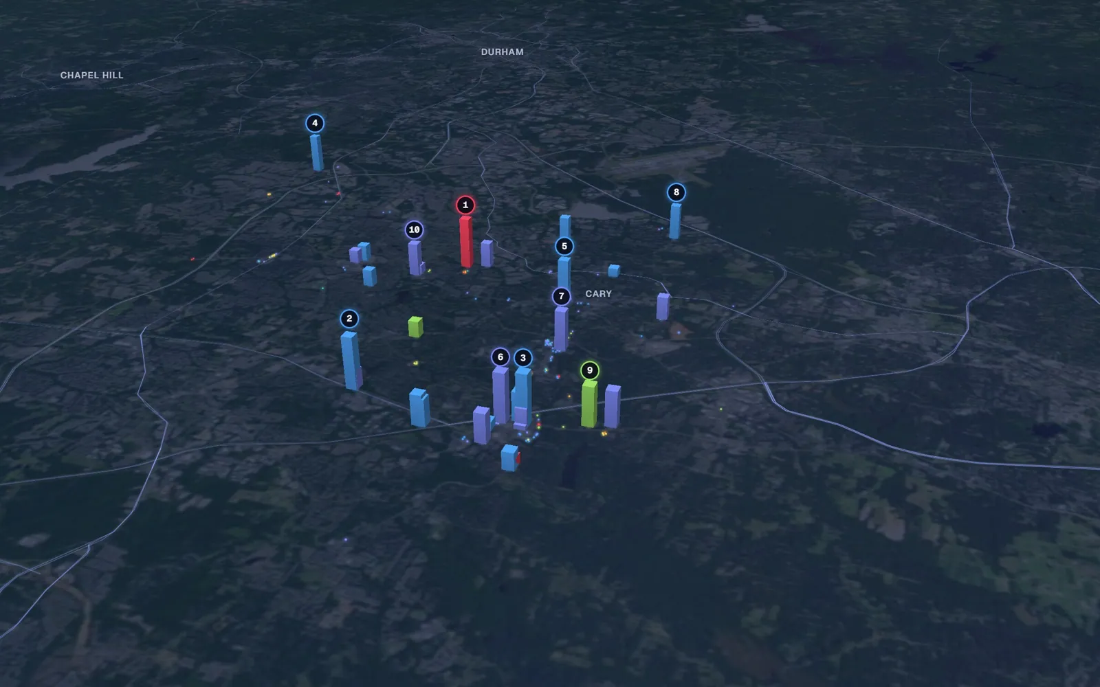 3D map of medical weight loss providers in Cary