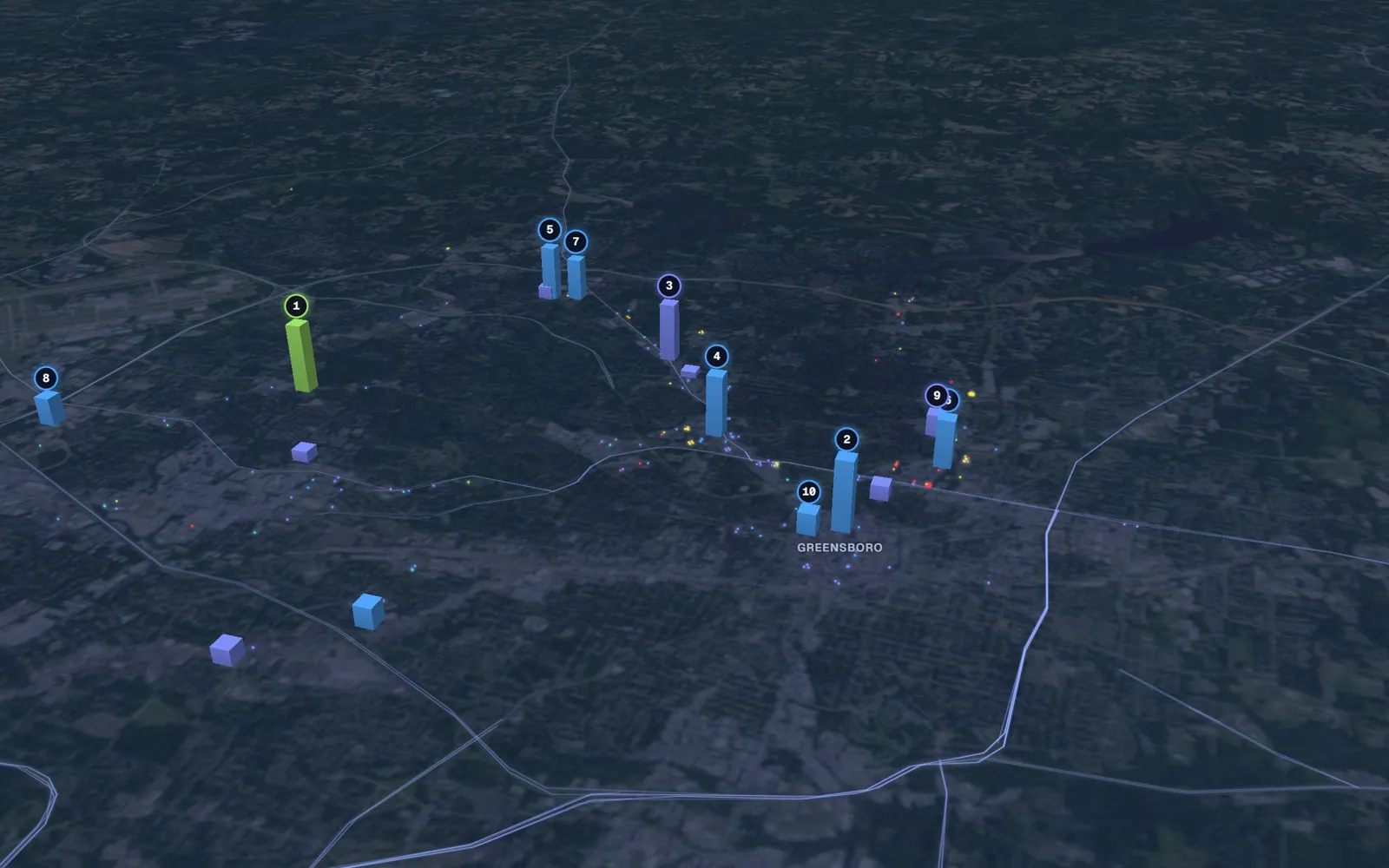 3D map of medical weight loss providers in Greensboro