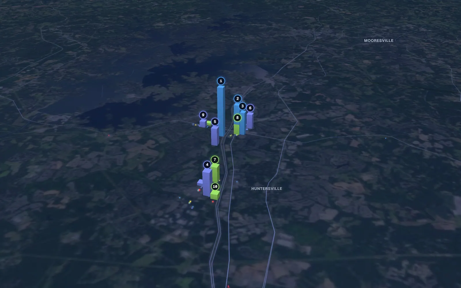 3D map of medical weight loss providers in Huntersville