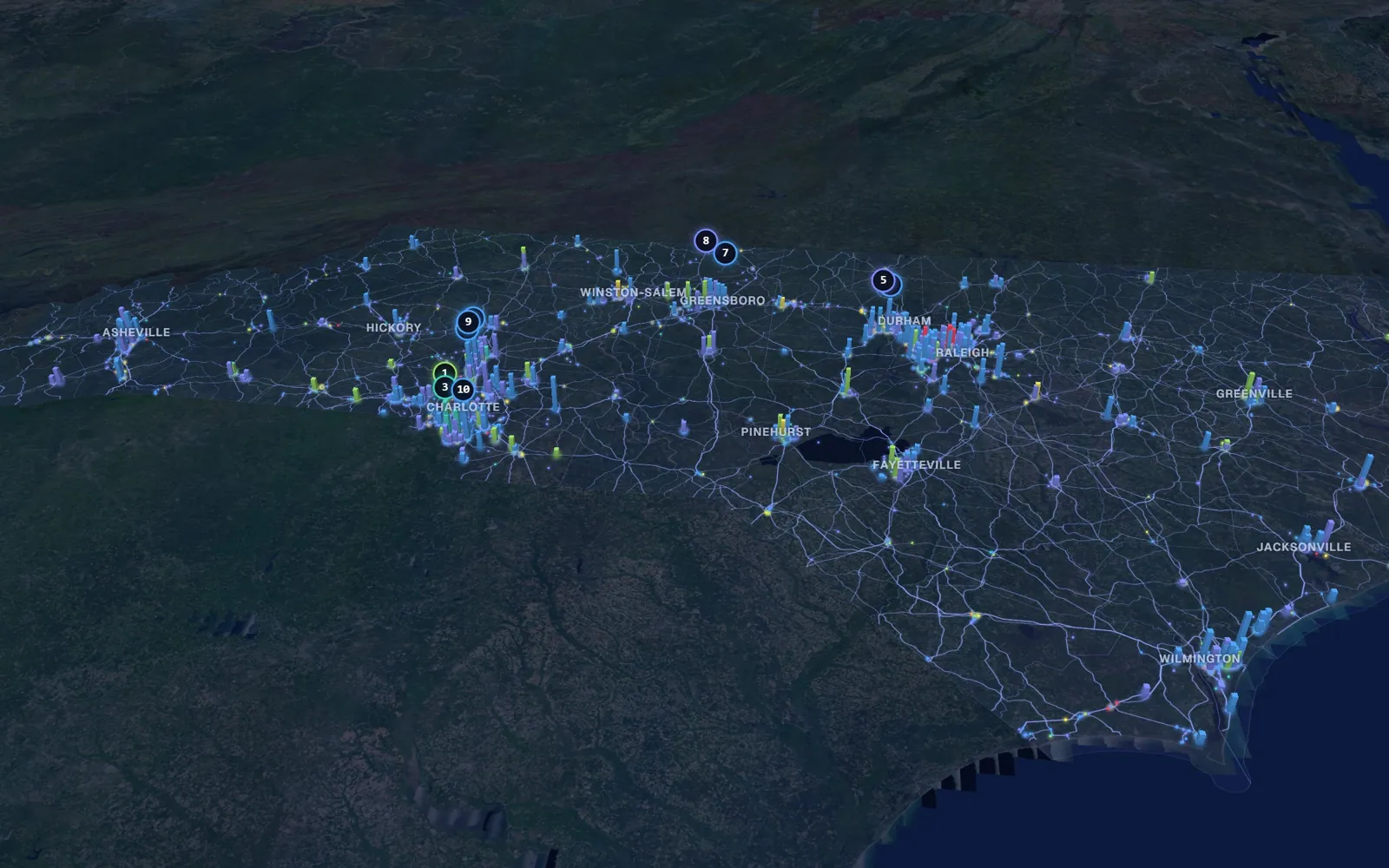 3D map of medical weight loss providers in North Carolina