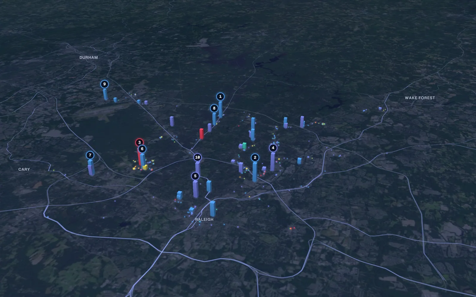 3D map of medical weight loss providers in Raleigh