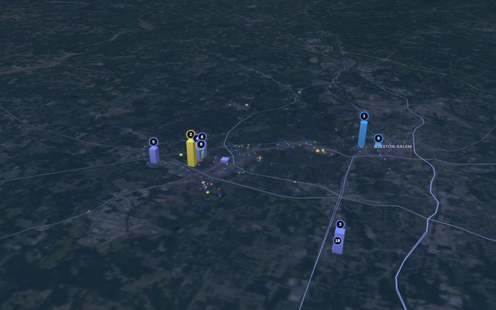 3D map of medical weight loss providers in Winston-Salem