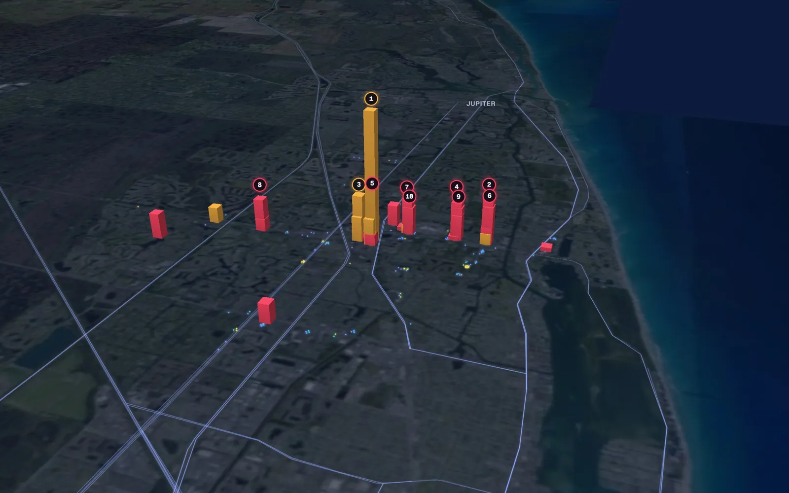 3D map of facelift surgeons in Palm Beach Gardens