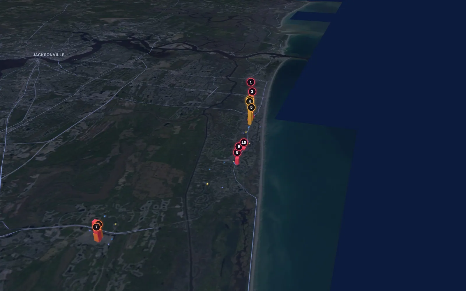 3D map of facelift surgeons in Ponte Vedra Beach