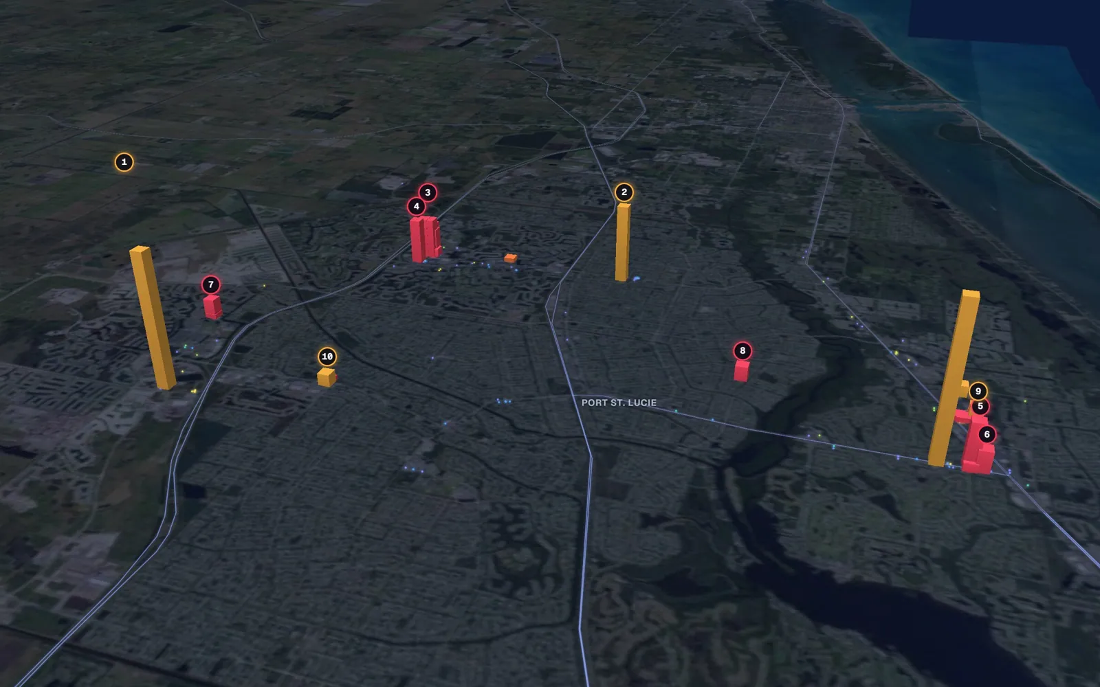 3D map of facelift surgeons in Port St. Lucie