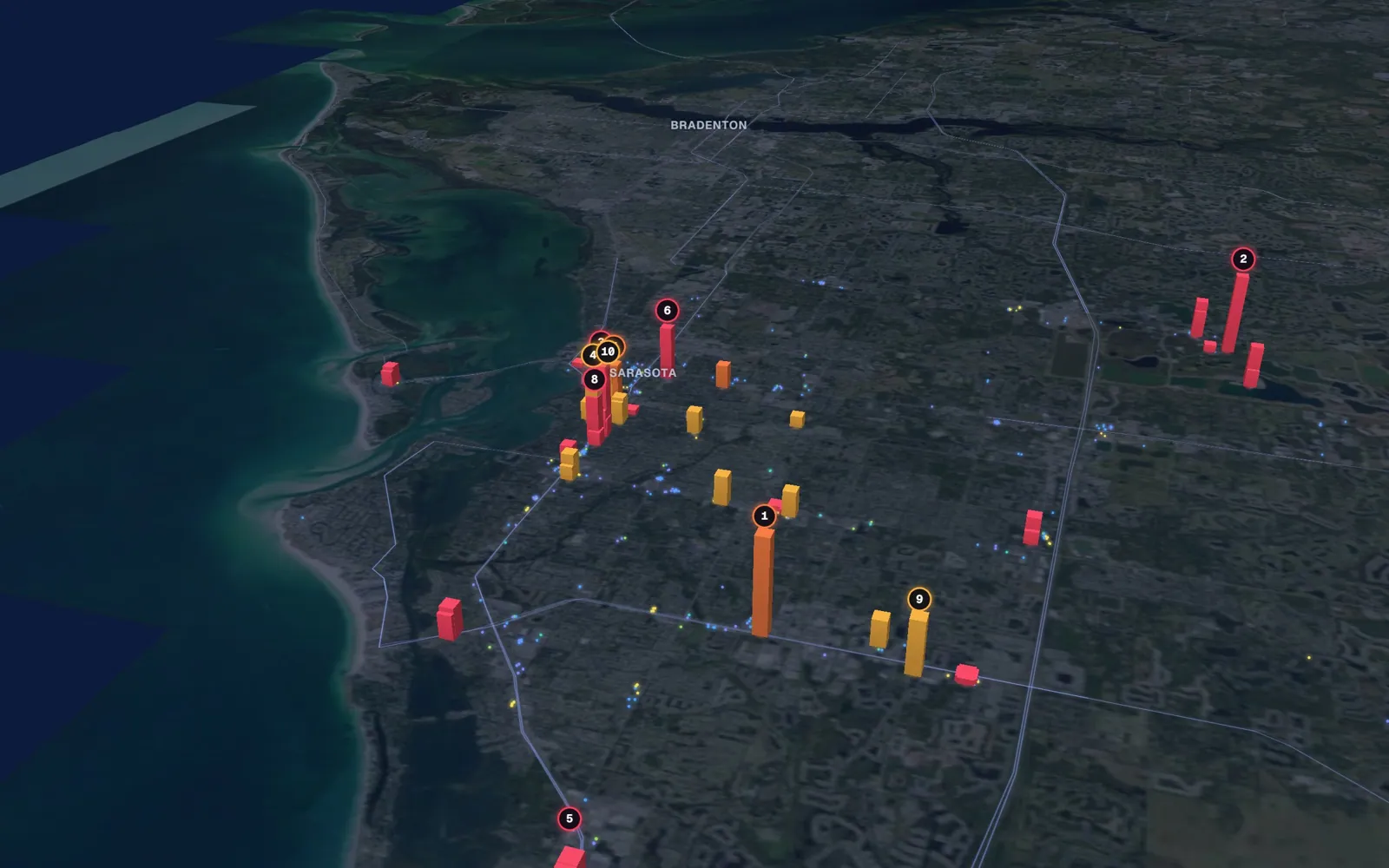 3D map of facelift surgeons in Sarasota