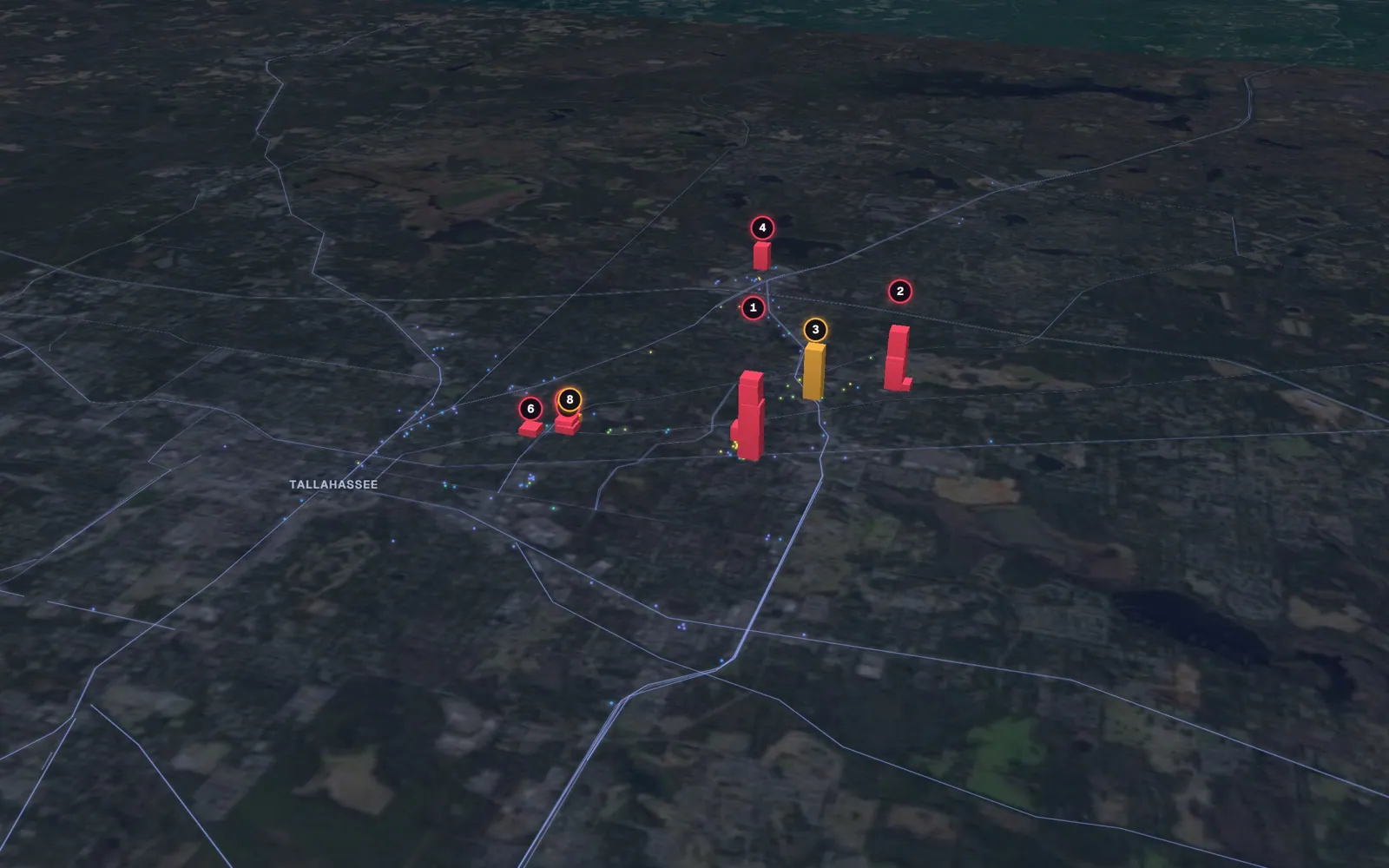 3D map of facelift surgeons in Tallahassee