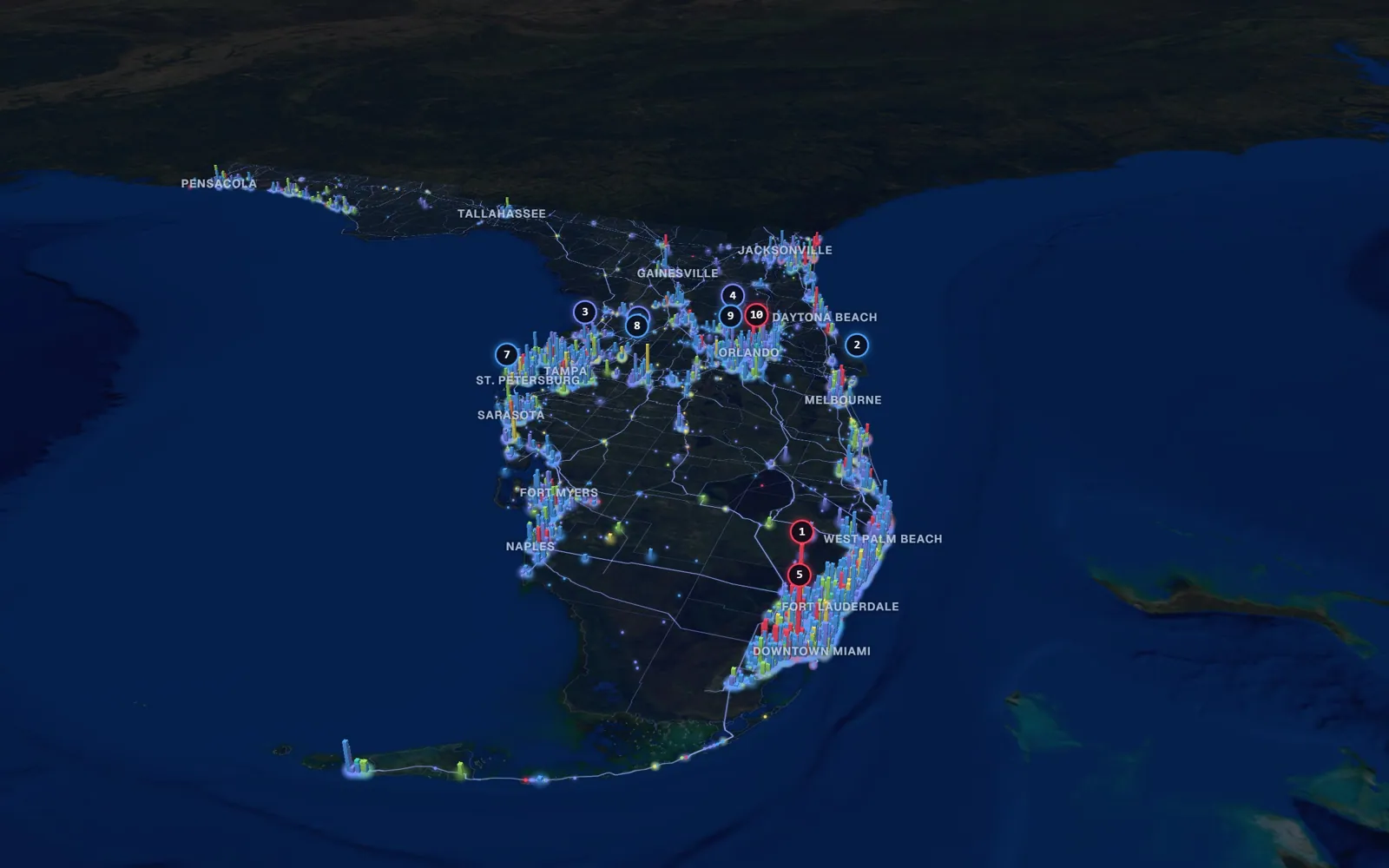 3D map of medical weight loss providers in Florida