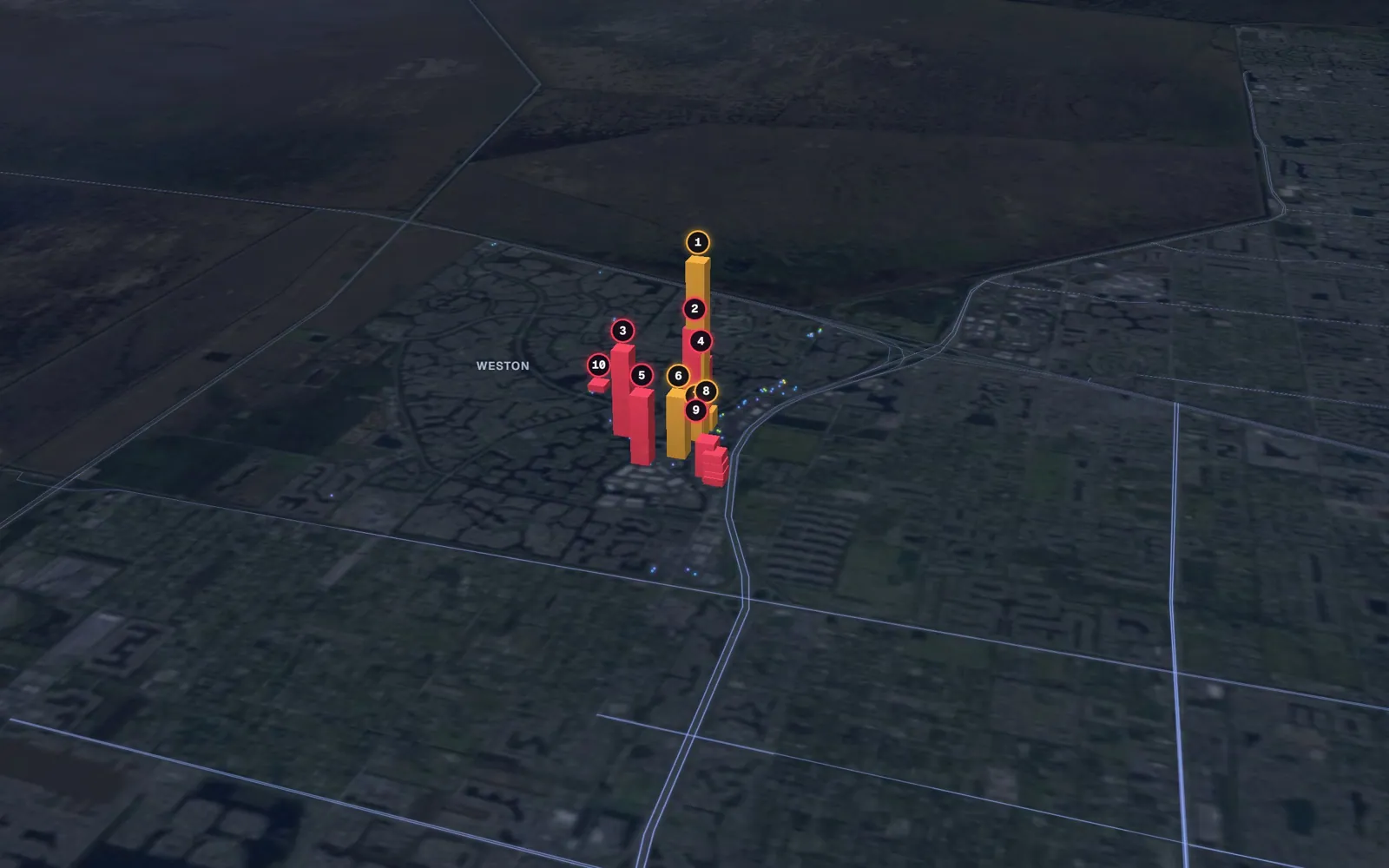 3D map of facelift surgeons in Weston