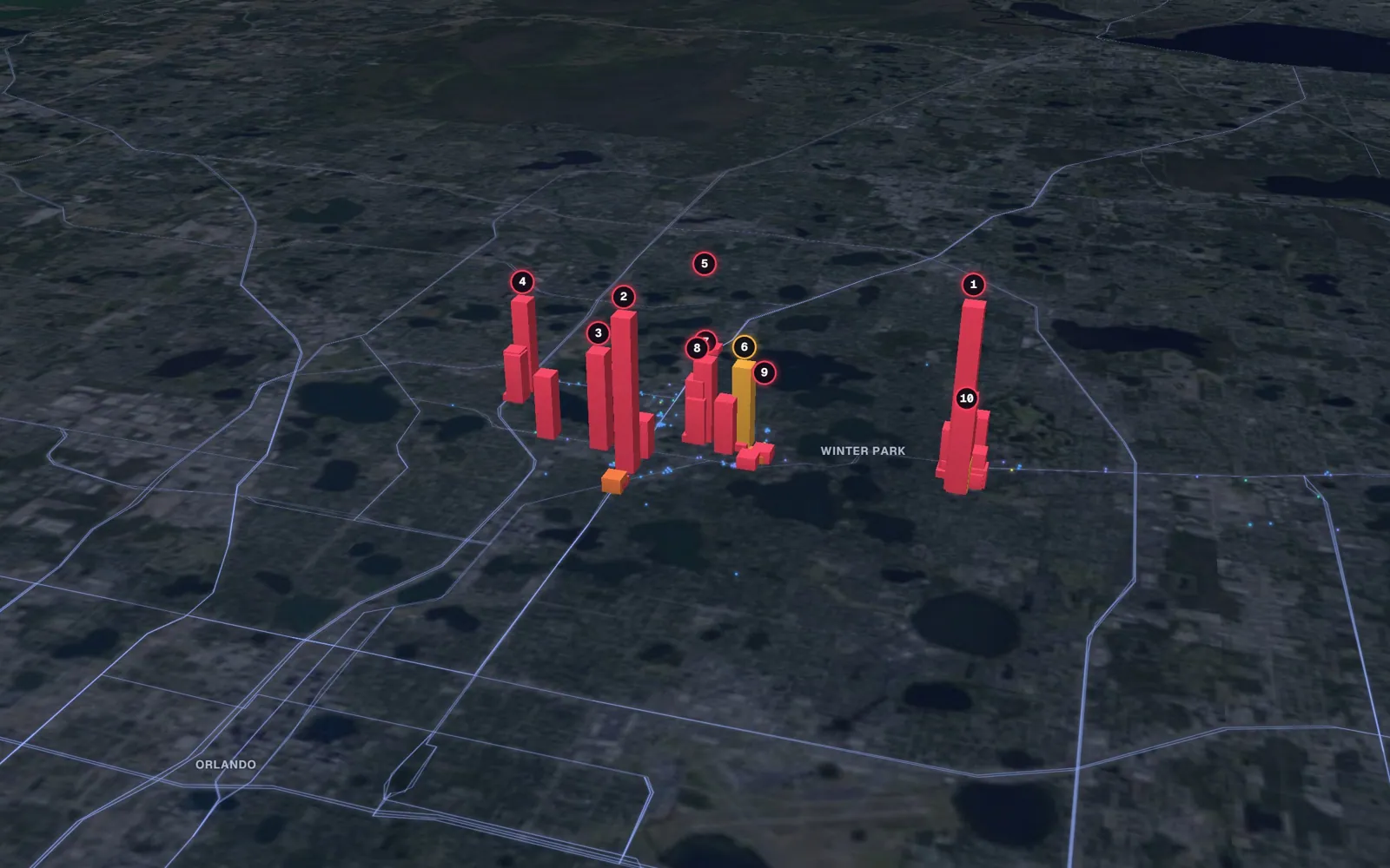 3D map of facelift surgeons in Winter Park